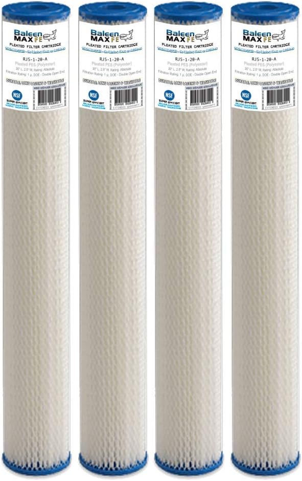 2-Pack of Baleen Filters 20" x 2.5" 1 Micron Pleated Sediment Filter Cartridge Replacement for HDX SPC-25-2001, Watts FM-1-20, Pentek S1-20