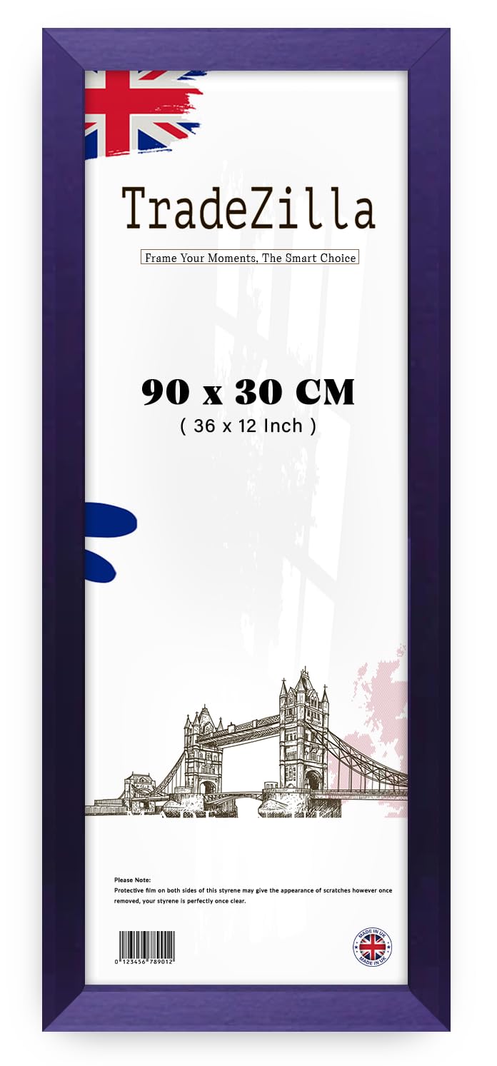 TradeZilla - Premium Panaramic (90 x 30 CM) Poster Frames | for Horizontal/Vertical Wall Mounting 36 x 12 Inch Wall Gallery Photo Frame for Gifts [ Purple ] — image 1