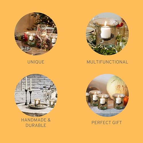 Miniatura 6 de Portavelas de cristal con inserto de metal rústico perfecto como centro de mesa cristal de burbujas pequeñas