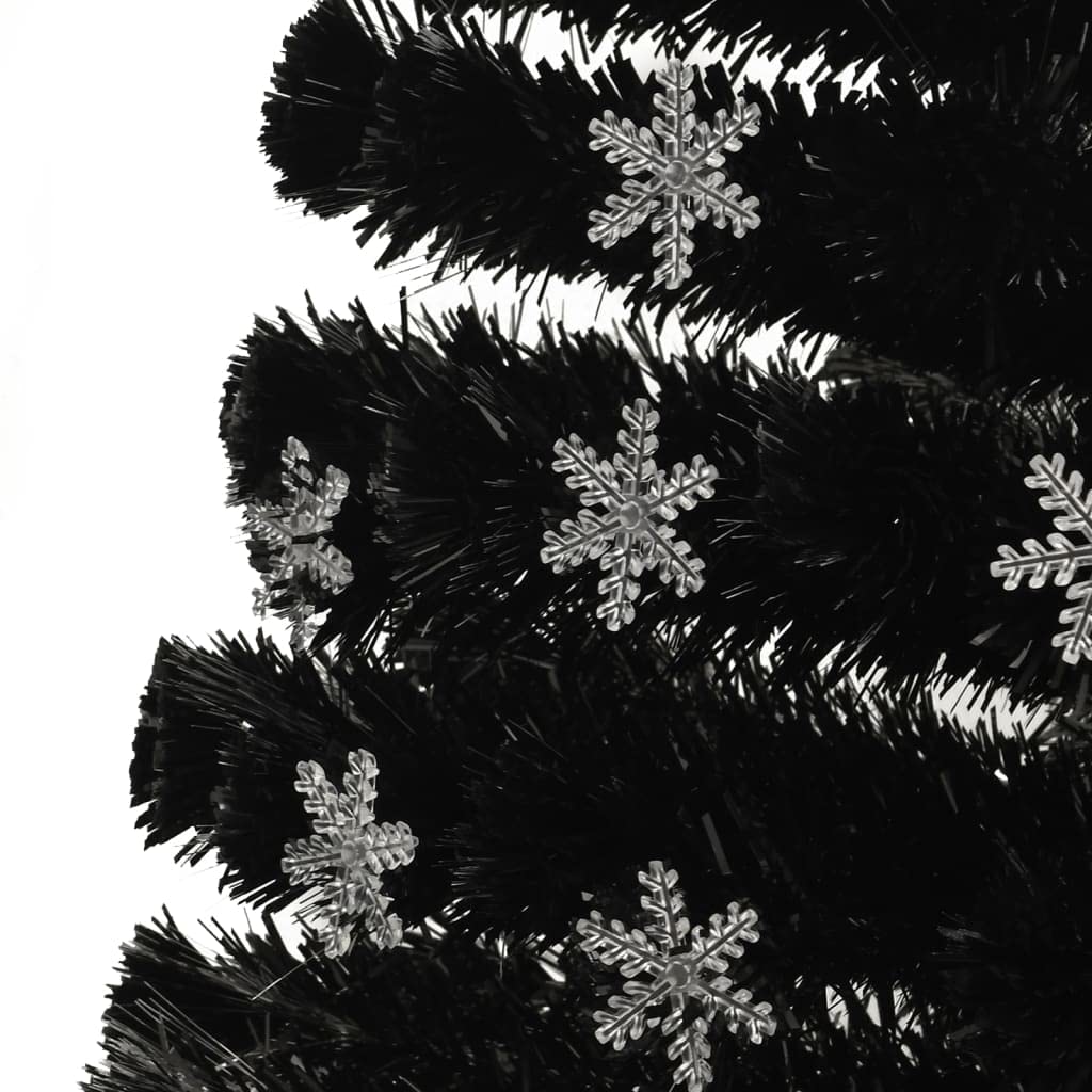 Árbol de Navidad artificial negro, 120 cm, con copos de nieve LED y fibra óptica, 3 6 W, IP44, base robusta, decoración navideña moderna para salón, pasillo y oficina
