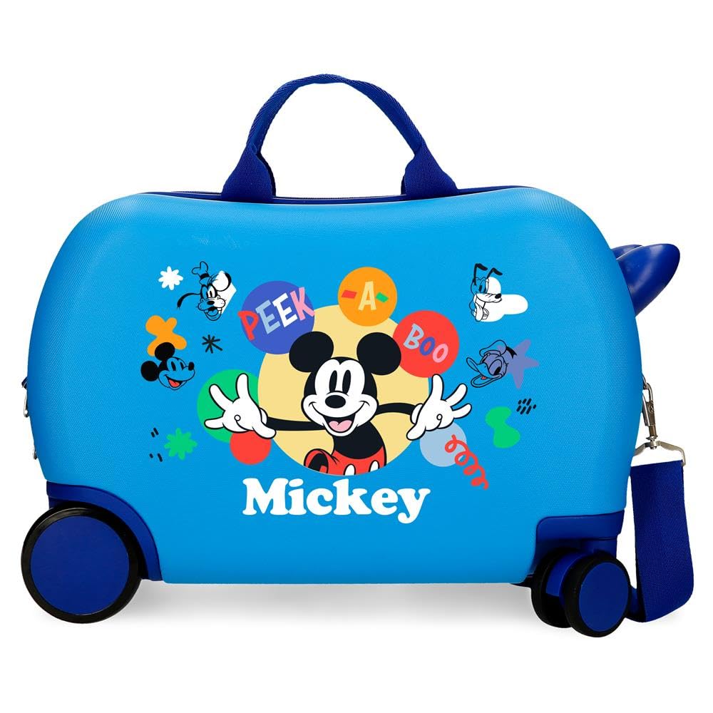 Joumma Bags Disney Mickey Peek a Boo, valigia per bambini, realizzata in ABS, quattro ruote doppie a rotazione multidirezionale, chiusura a combinazione laterale, interno con due scomparti., blu,