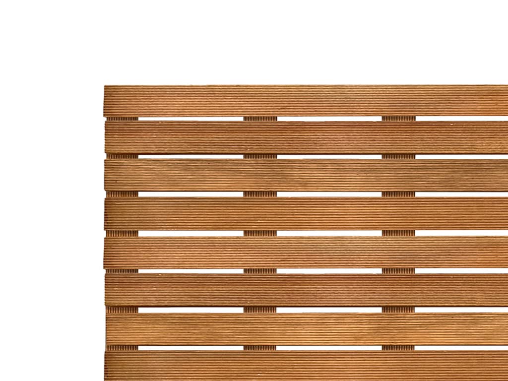 Terrassenfliese Bangkirai | 1 Stück x 100 x 100 x 2,4 cm = 1 m² | Fein Geriffelt | Holzfliese | Terrassenfliesen aus Bangkirai-Holz | Beständiger Balkon-Bodenbelag | 14 Latten