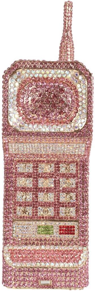 Women Funny Cellphone Shape Rhinestone Clutch Purse Cute Crystal Handbag Novelty Diamond Evening Bag for Party Prom