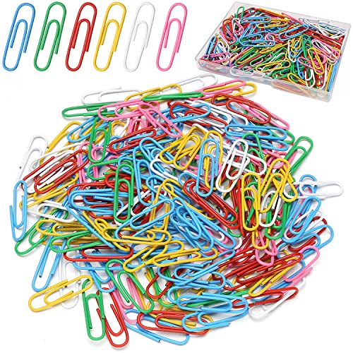 Elisel Colored Paper Clips, 200pcs Medium Size (1.3 inch), Durable and Rustproof, Great for Office, School and Personal Use (Multicolour)