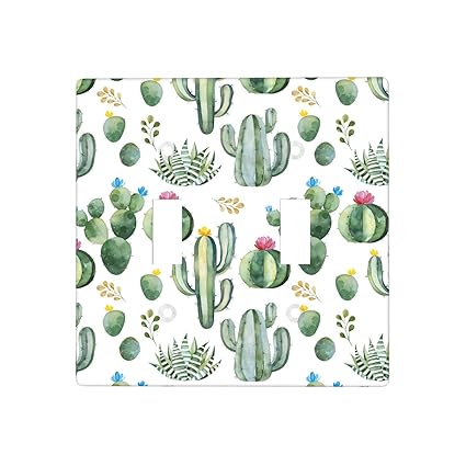 Cute Cactus Wall Plate Switch Plate Light Switch Cover Decorative Outlet Cover For Living Room Bedroom Kitchen, 2 Gang