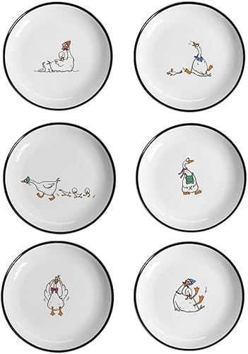 Bicuzat Bonitos platos de salsa de cerámica con patrón de animales de dibujos animados, platos de condimento, cuencos de inmersión de soya para