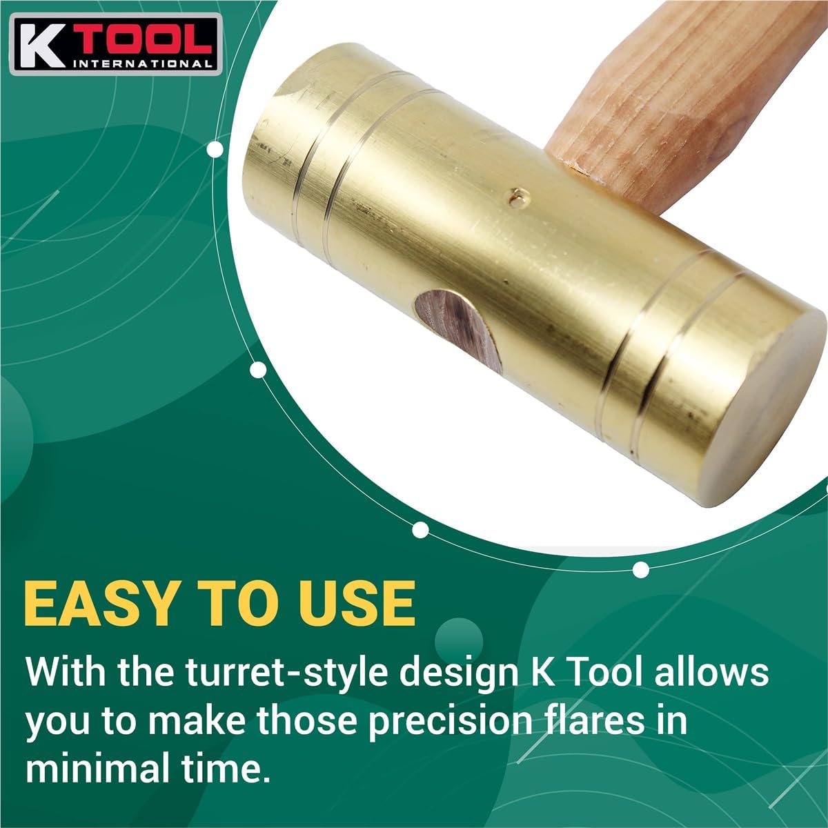 K Tool International 71733 32 oz. Brass Ball Pein Hammer with Hickory Wooden Handle for Garages, Repair Shops and DIY, Solid Brass Head, Non Sparking, 1-1/2" Head, Made in USA