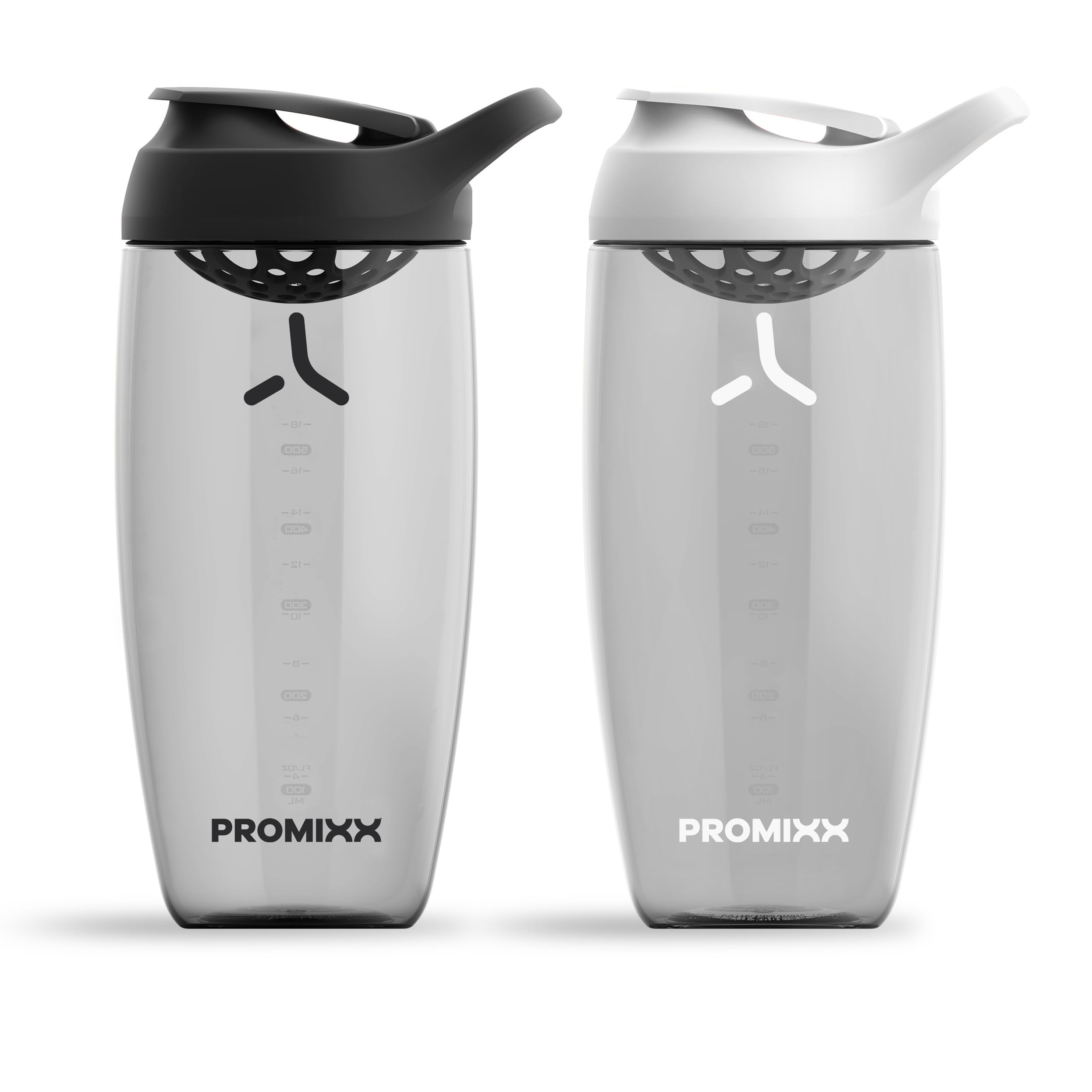 PURSUIT Protein Shaker Bottle Pack of 2 - Premium Protein Shaker Bottle - Durable, Leak-Proof, Odourless Shaker Cup - Stealth Black, Arctic White, 700 ml