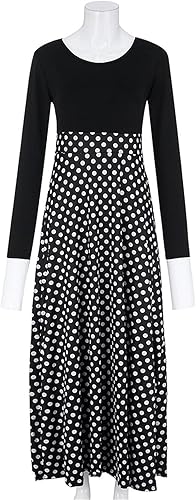 Miniatura 6 de ZEFOTIM Vestidos para mujer 2024 de manga cortalarga floral maxi vestido largo a la moda casual verano boho vestidos