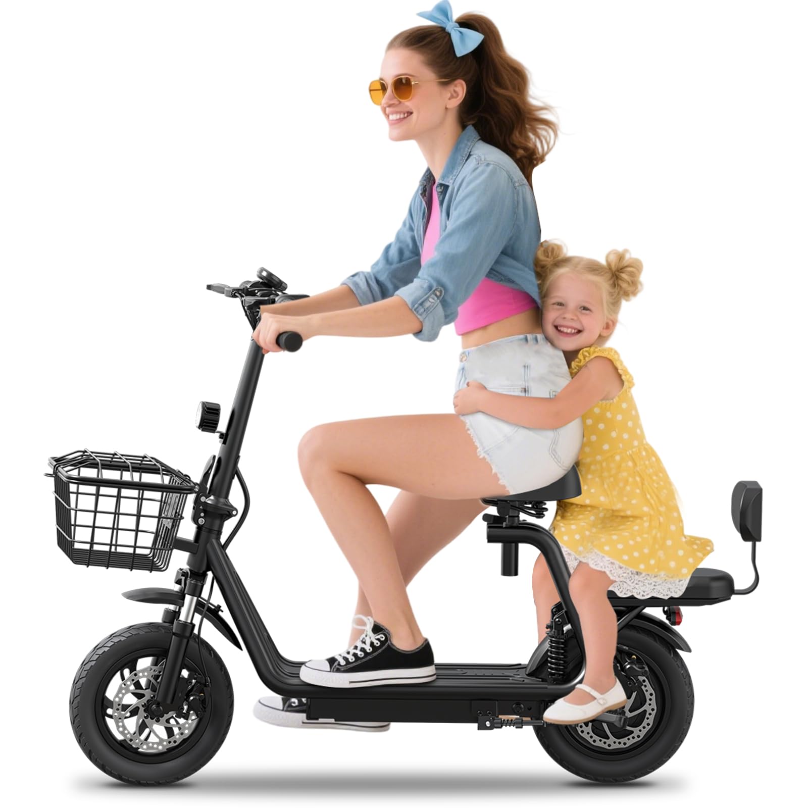 Patinete eléctrico para adulto - 30 km de autonomía, E-Scooter potente con intermitentes, doble suspensión delantera y trasera, neumáticos de 12 pulgadas