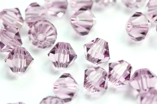 Miniatura 2 de Preciosa - 200 cuentas sueltas de cristal bicono facetado pequeño de 0.157 in (0.16 pulgadas) color morado claro amatista compatibles con Swarovski