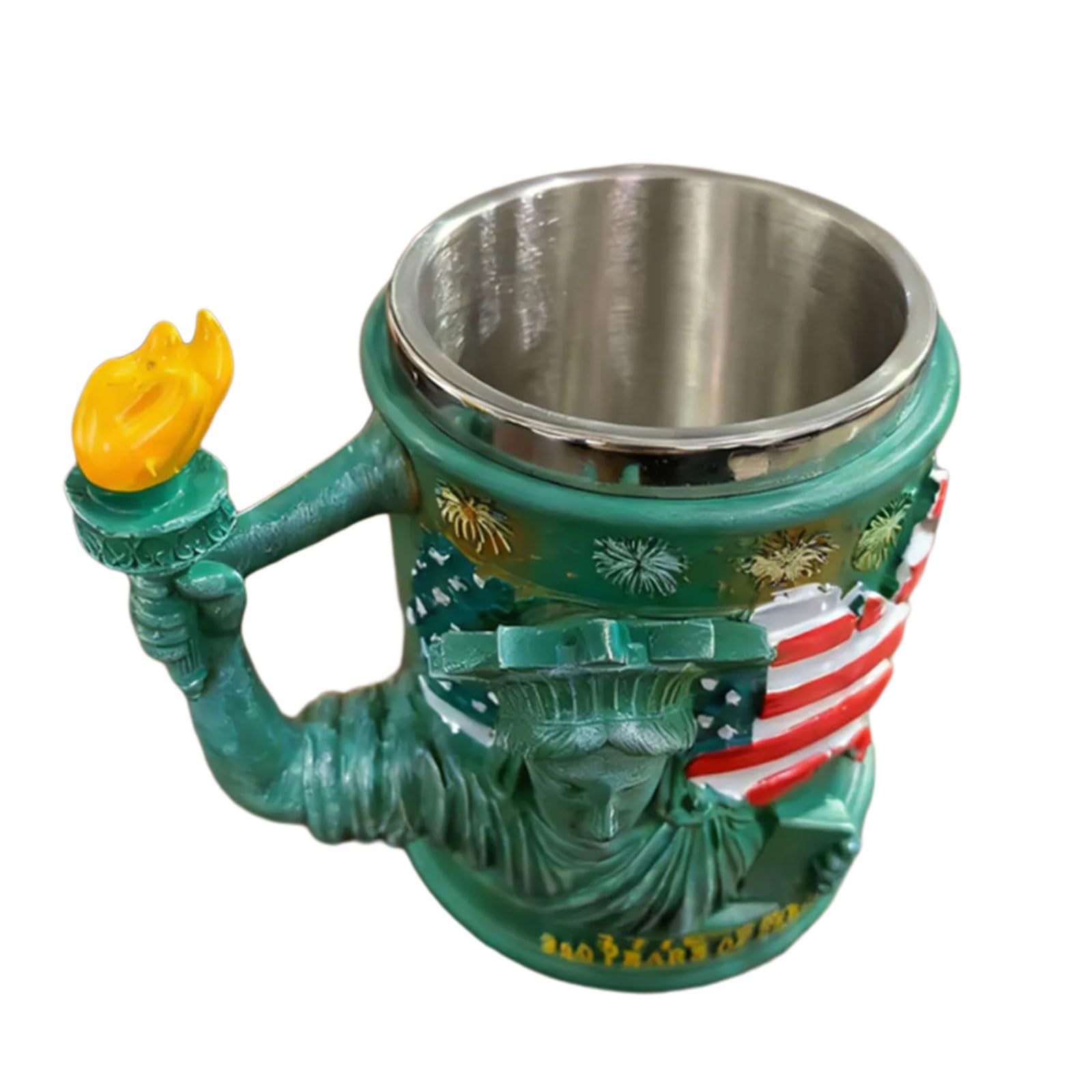 Nucelit Statue of Liberties Mug Patriotic Drinking Coffee Cup with Torch Handle for 250th Anniversary and Parties Decors Gift Statue of Liberties Resin Cup