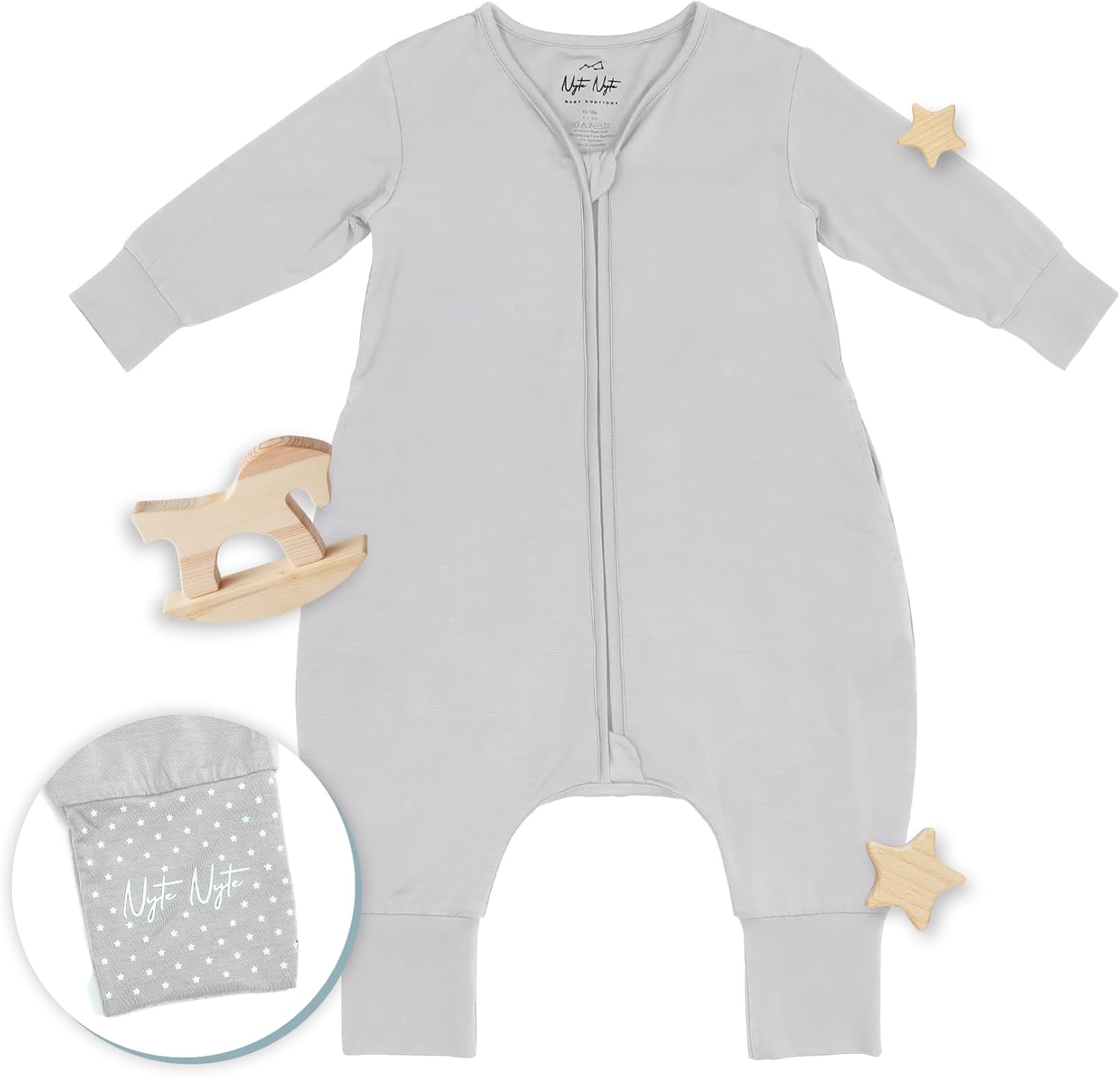 Nyte Nyte Baby- 0.5 TOG SnuggleSack Sleep Sack Rumper W Sleeves, Adjustable Feet Cuffs & Anti-Slip Grip