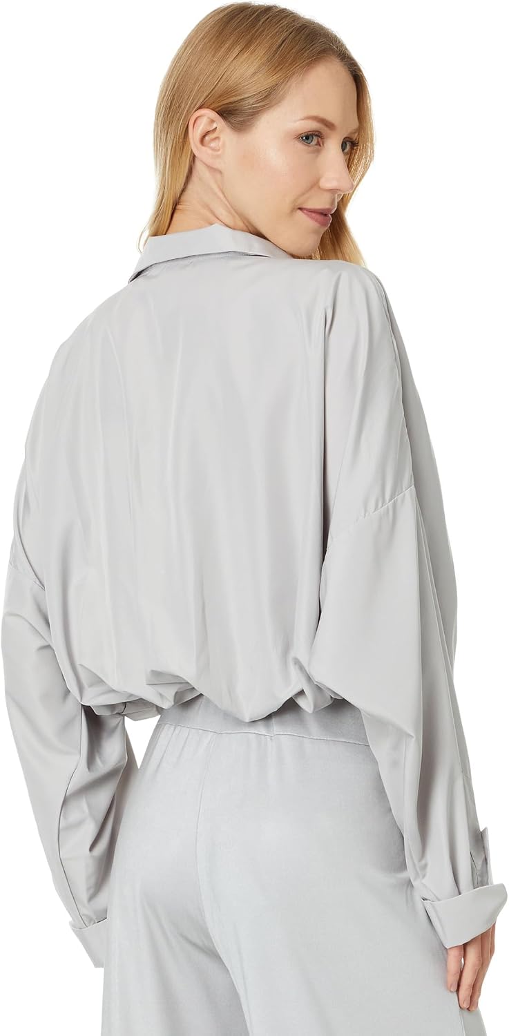 Norma Kamali Women's Super Oversized Boyfriend Shirt Bodysuit