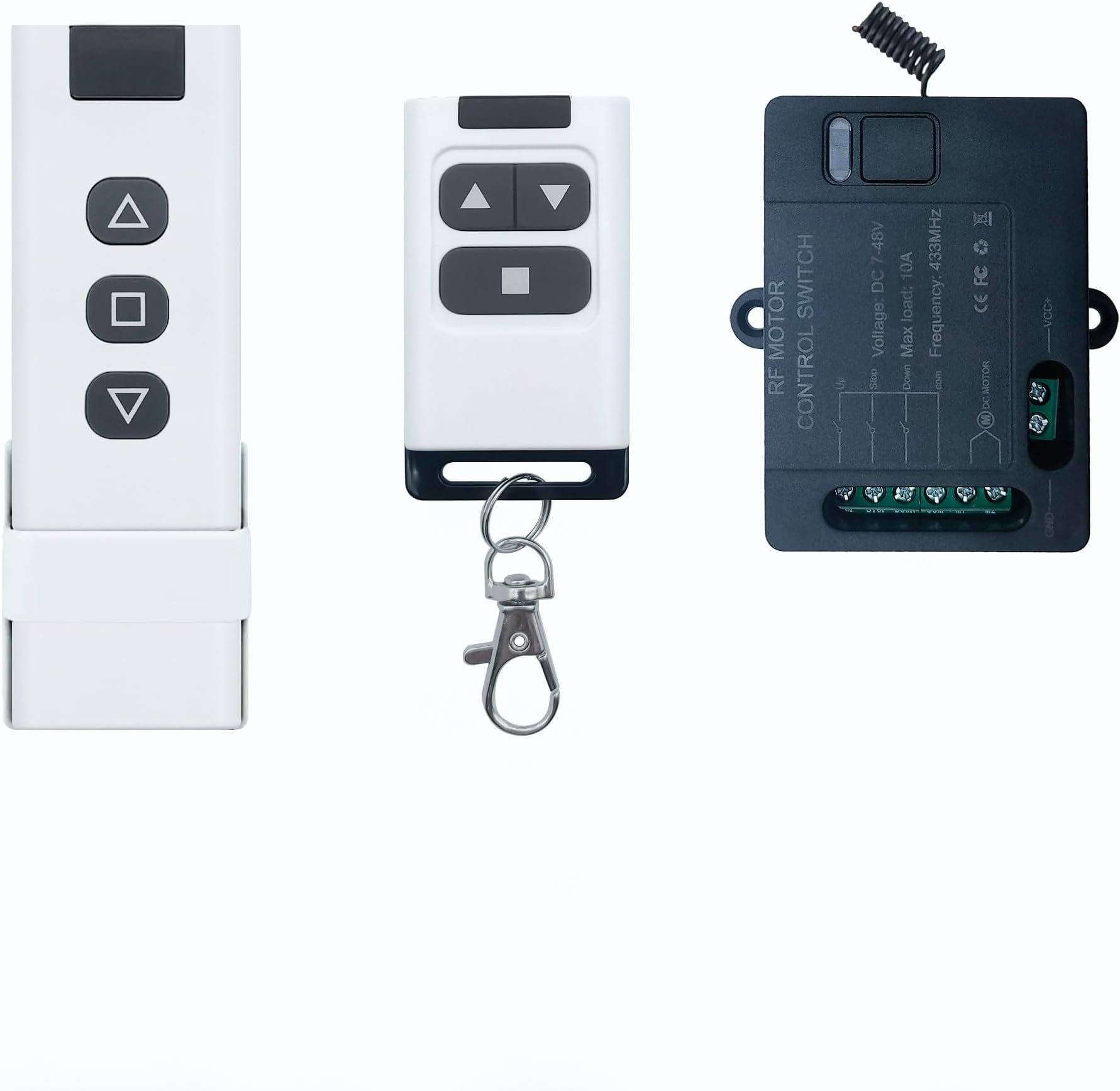 Forward Reverse Remote Control Switch,Linear Actuator Remote Switch,DC7V-48V Remote Starter Switch with 10A Relay,Remote Control Distance 100M,for Electric Curtains, Garage Doors.