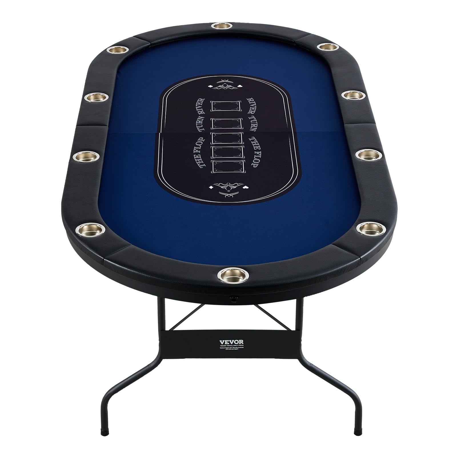 VEVOR Casino Pokertisch Klappbar 2140 x 1070 x 760 mm Schwarz Blau für 10 Spieler mit Staubschutzhülle