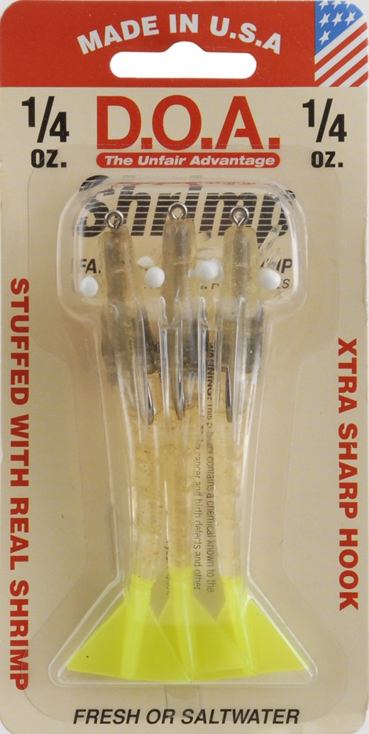 Doa 3 Pack 1/4oz Camarón estándar (clara / chartreuse Tail) # fsh3-3p-316