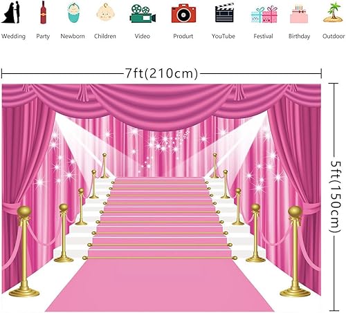 Miniatura 7 de BINQOO Telón de fondo de cortina roja de 8 x 6 pies, tela grande de alfombra roja, telón de fondo para fotografía de graduación, graduación, fiesta,