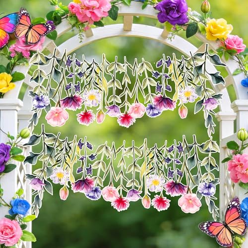 JeVenis Wildflower Flower Banner Garland for Tea Party Floral Bridal Shower Baby Shower Decoration Birthday Theme Party Decorations Supplies Pink by JeVenis - Image 8