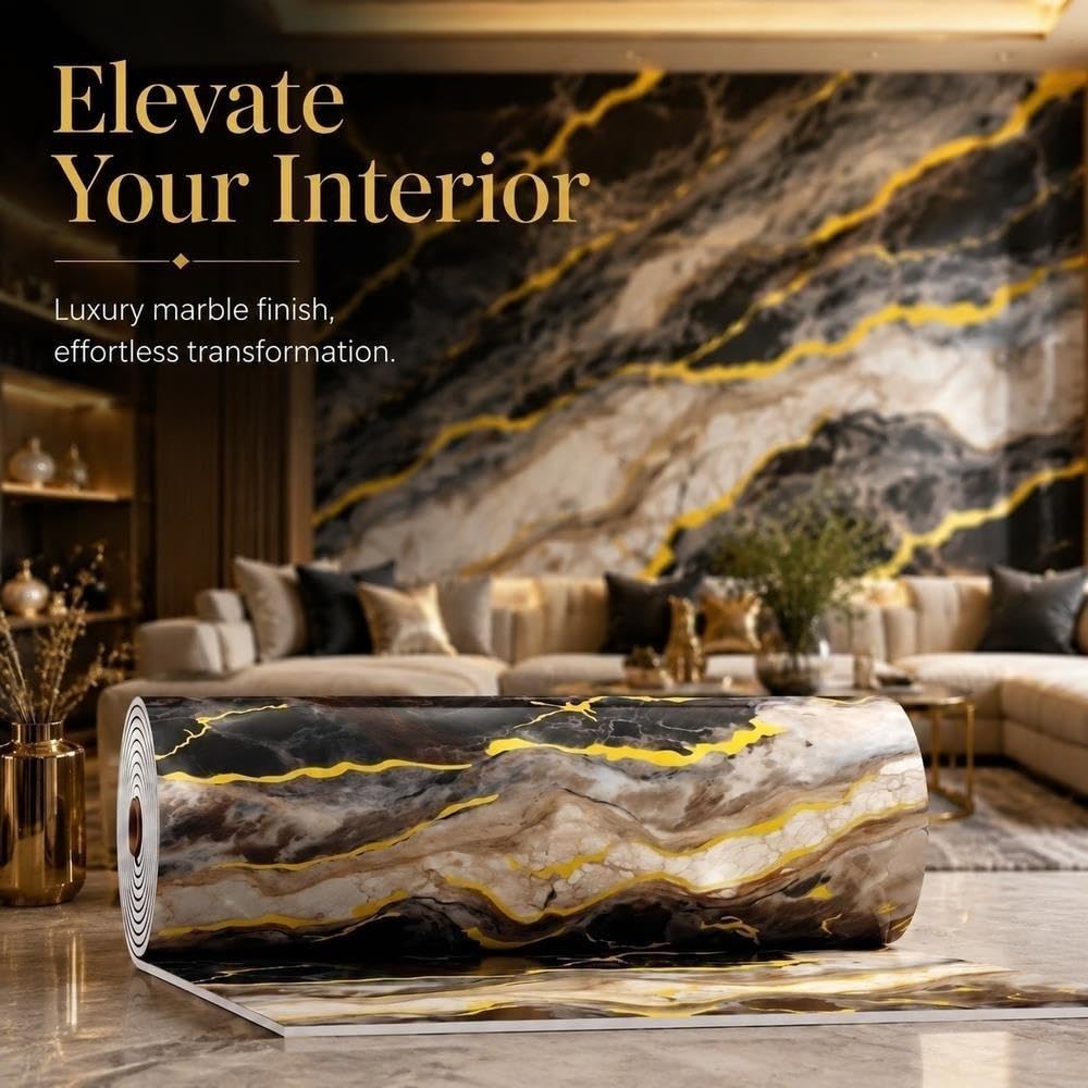 Peel and Stick Marble Line Wall Panels Waterproof Backsplash Tile