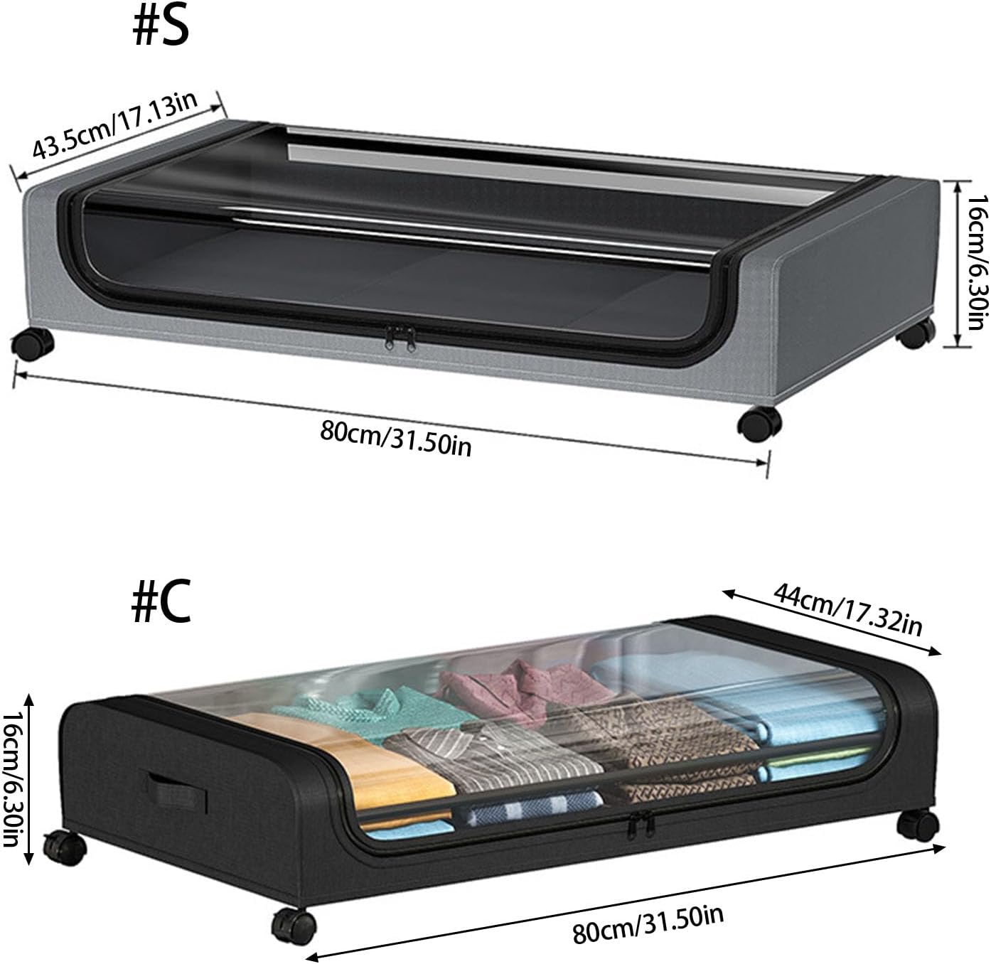 Foldable Underbed Organizers Removable Fabric Covers Metal Frame Storage for Seasonal Items Clothes Space Saving Bed Storage Organizers for Clothes and Shoes