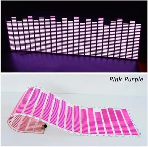 Miniatura 3 de Sonido Música Sensor Activado por Beat Car Sticker Equalizer Glow Rhythm LED Flash Light Audio Voice Rhythm Lamp,17.7x4.3 in (morado rosa)
