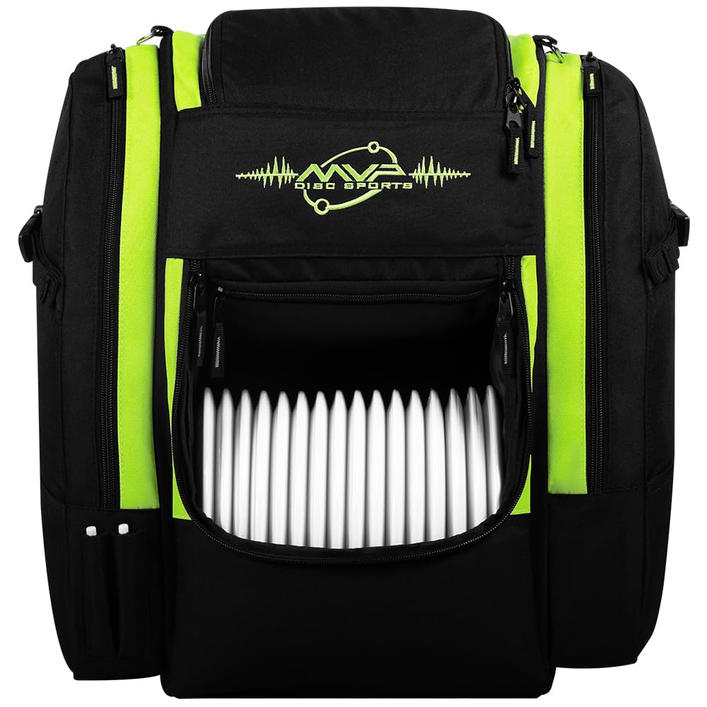 MVP Disc Sports Voyager Lite Backpack Disc Golf Bag (Choose Your Favorite Color) Lime V2