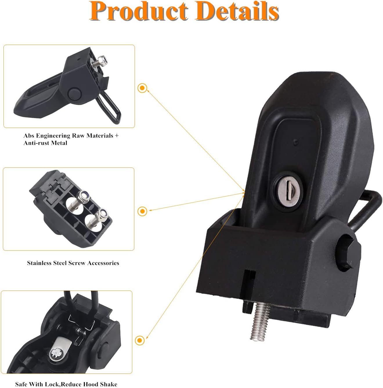 Anti-theft Hood Latches Catch For Jeep Wrangler JL JLU Rubicon Sahara Sport 4XE Gladiator JT Hood Locking Catch Kit No More Hood Flutter