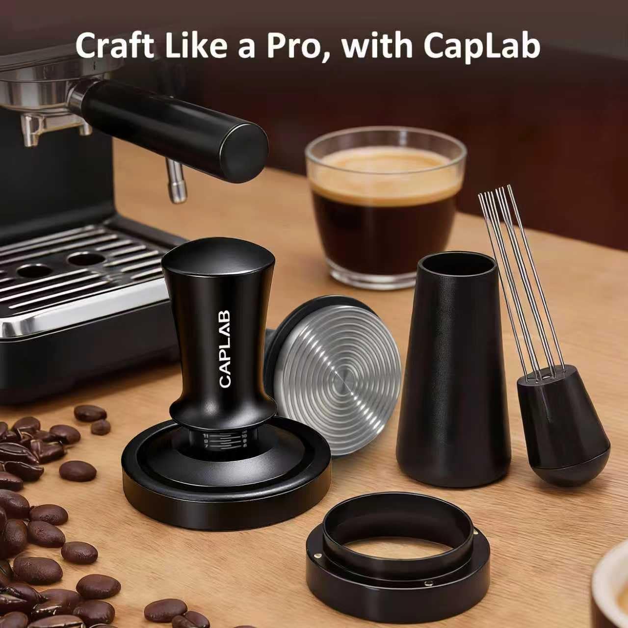 51mm Espresso Accessories Kit, Spring Loaded Calibrated Tamper, WDT Tool, Dosing Funnel Set, Fits Delonghi 51mm Espresso Coffee Machines and Portafilter, for a Clean & Tidy Workspace