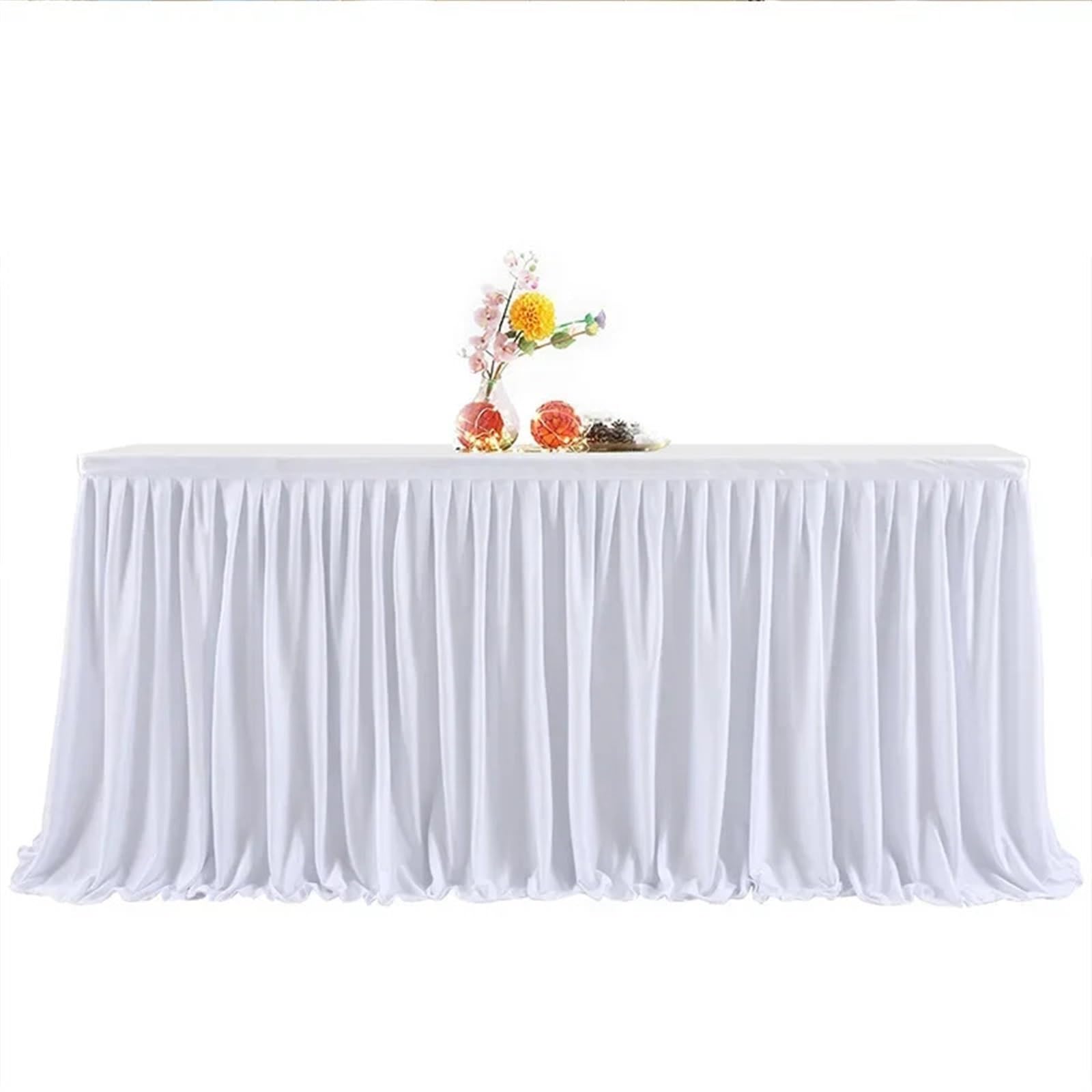 Jupe De Table Plissée Élastique 60×300 Cm Blanc Laiteux – Nappes Mariage, Anniversaire, Événement