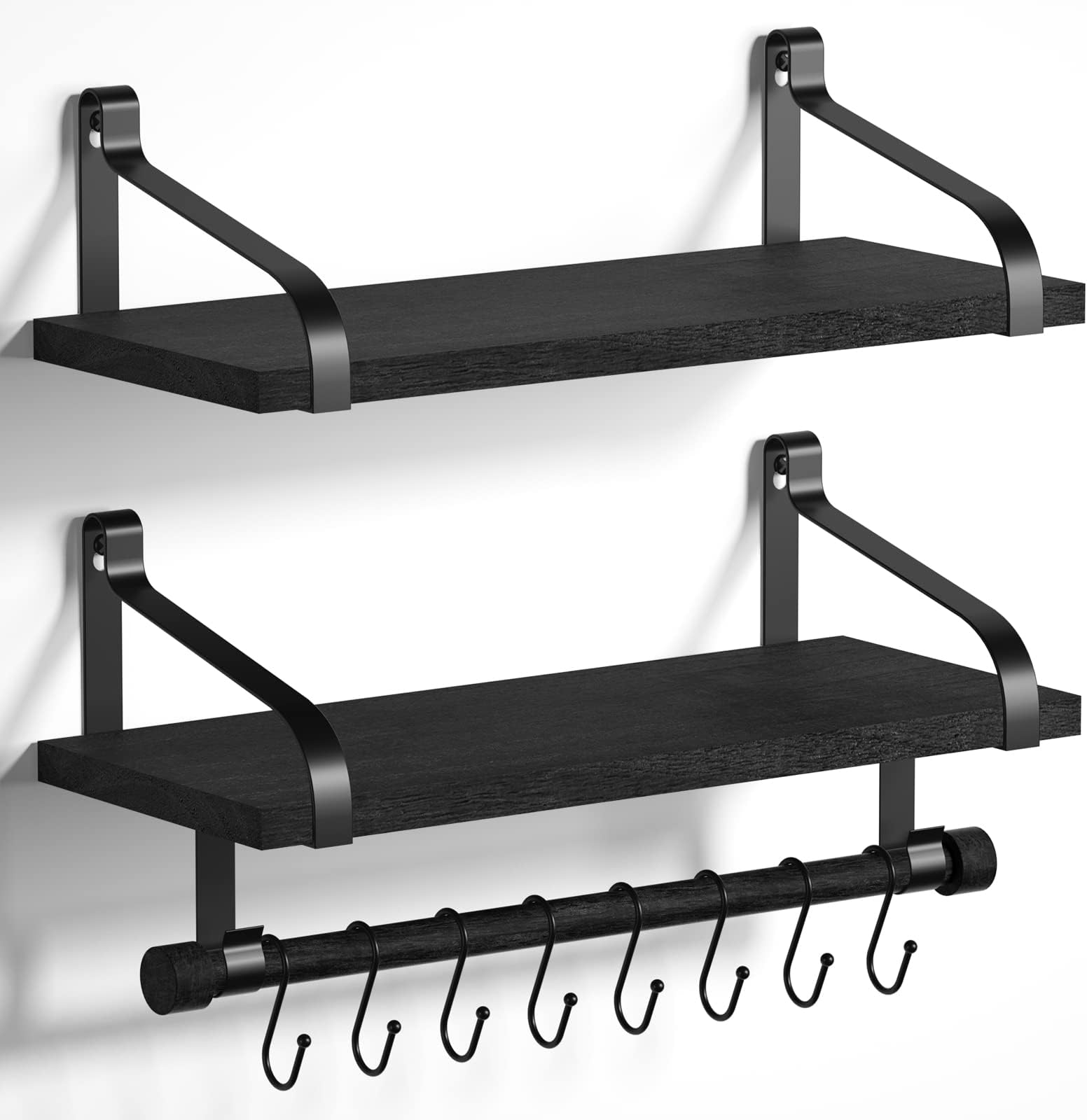 Porte-Ustensiles Cuisine Avec 8 Crochets, Support Murale Sans Perçage, Barre Organisateur De Cuisine 40 Cm, Rangement Pour Cuisine, Salle De Bain, Armoire (Gris