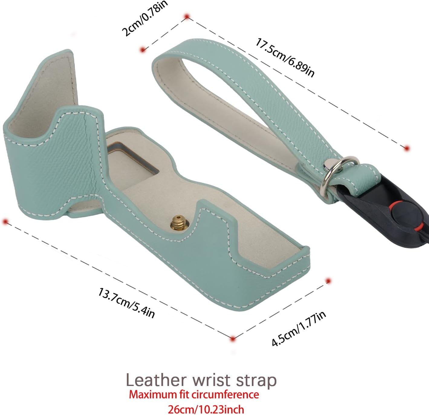 Bowan for Sony A7 Mark IV Camera Case,Handmade Genuine Real Leather Half Camera Case Bag Cover for A7IV A7M IV A7M4 A7 Mark IV A7RV A7R5 Camera Bottom Opening Version + Hand Strap (Mint Green)