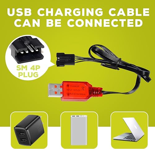 Miniatura 6 de 2 unids 7.4 V 500 mAh SM-4P Plug batería de carga con cable de carga USB para EC16 DE85 RC juguete coche modelo Off-Road Vehículo batería M416