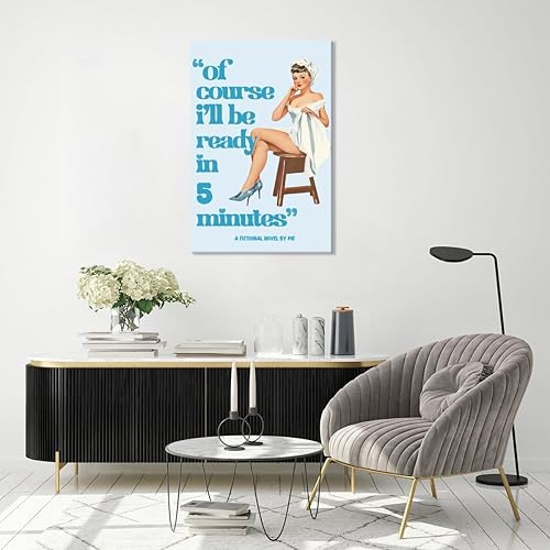 Miniatura 7 de Divertido arte de pared para baño, único, retro, vintage, 70, póster de dormitorio azul, moderno, estético, impreso, pin up, femenino, sala de