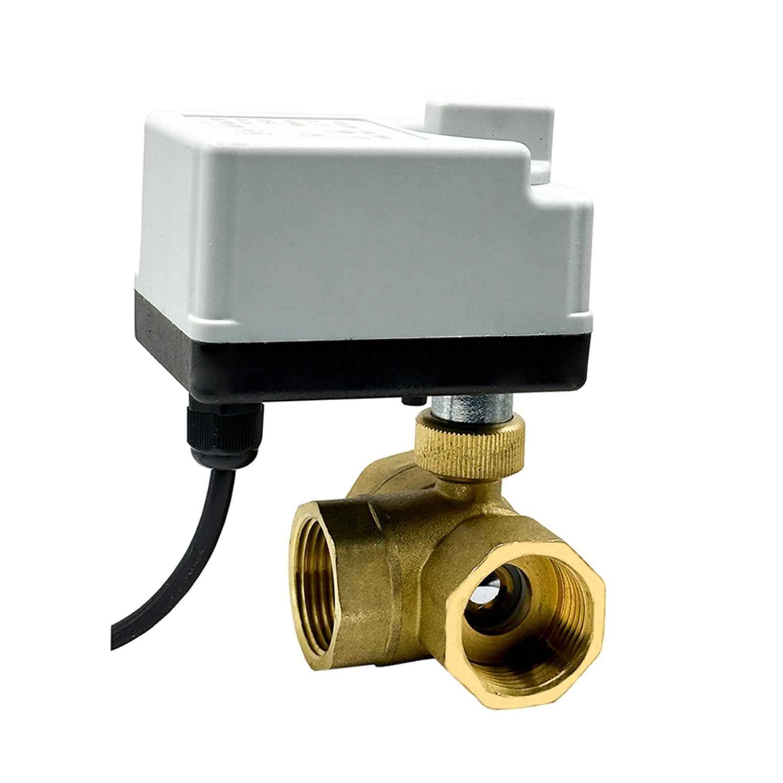 Válvula motorizada 3 vias Válvula de bola motorizada de 3 vías de 1/2 ", 3/4" y 1 ", válvula de bola eléctrica, válvula de bola de latón, Control bidireccional de tres líneas con interruptor Manual (