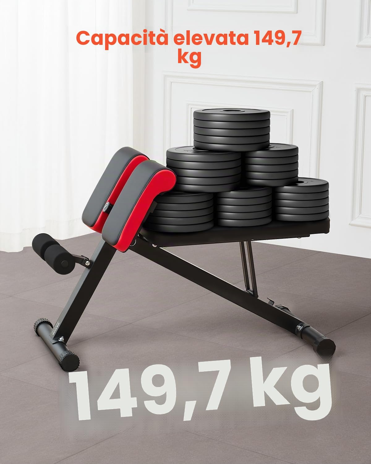 VEVOR Panca Multifunzionale per Allenamento Completo del Corpo, Panca per Iperestensione con Sedia Romana, 150 kg per Allenamento di Addominali e Core di Schiena e Braccia, per Palestra Domestica
