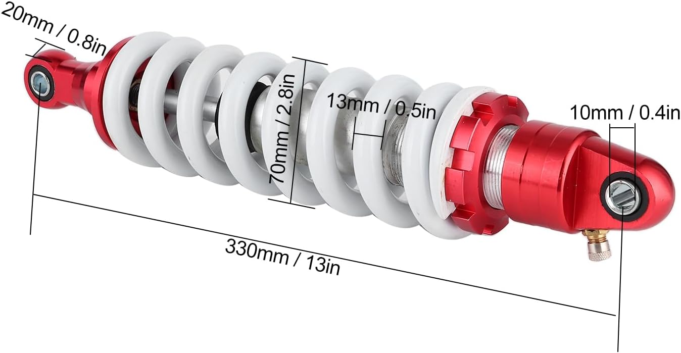 Motorcycle Shocks, 330mm 13" Rear Shock Absorber, ATV Shocks Motorcycle Suspension Steel Spring Adjustable Damper Universal Fit for ATV Quad Dirt Pit Bike Go Karts