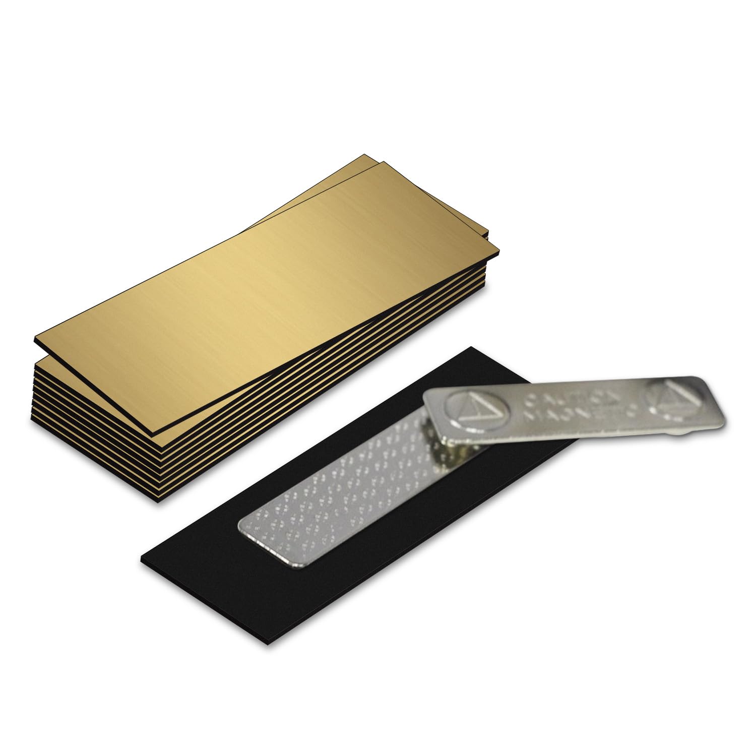 Name Badge Blanks with Magnetic Backing - 10 Pack Brushed Gold 1" X 3"