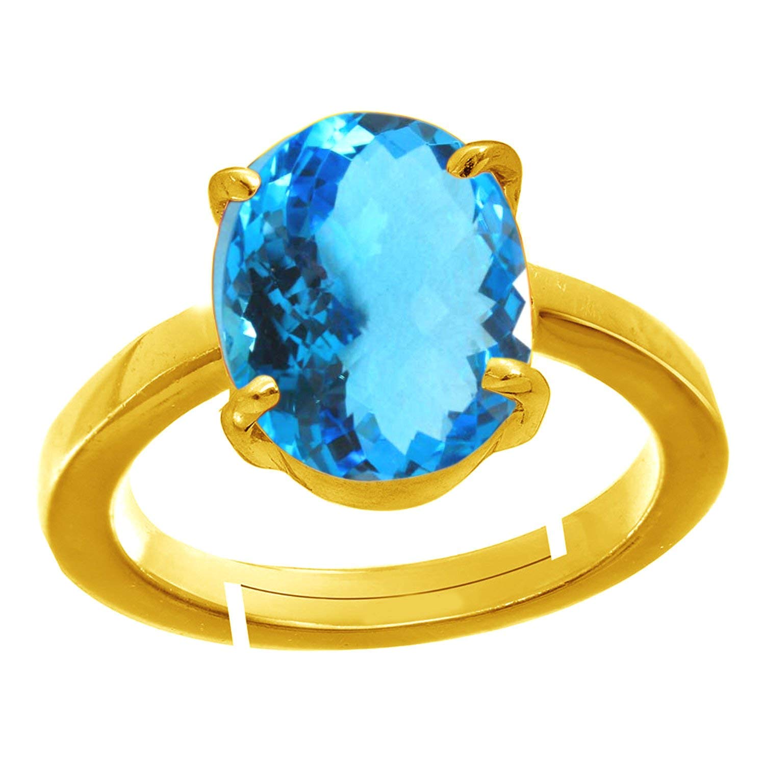 15.25 Ratti 14.50 Carat Special Quality Blue Topaz Free Size Adjustable Ring Gold Plated Gemstone by Lab Certified(Top AAA+) Quality for Man or Women-image-22