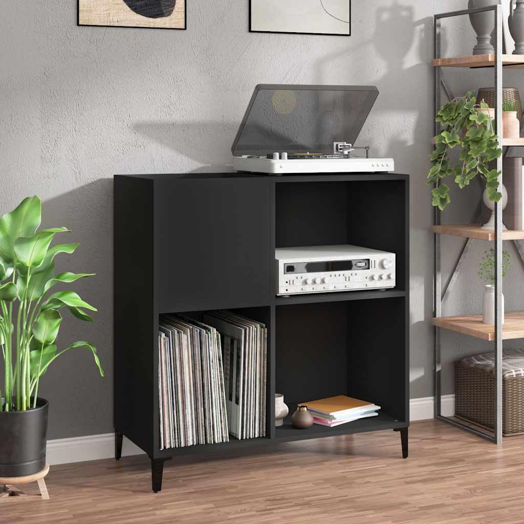 vidaXL Mobile Porta Dischi Nero 84,5x38x89 cm in Legno Multistrato, Mobile per Giradischi, Porta Dischi, mobiletto Porta vinili, Mobile Porta vinili