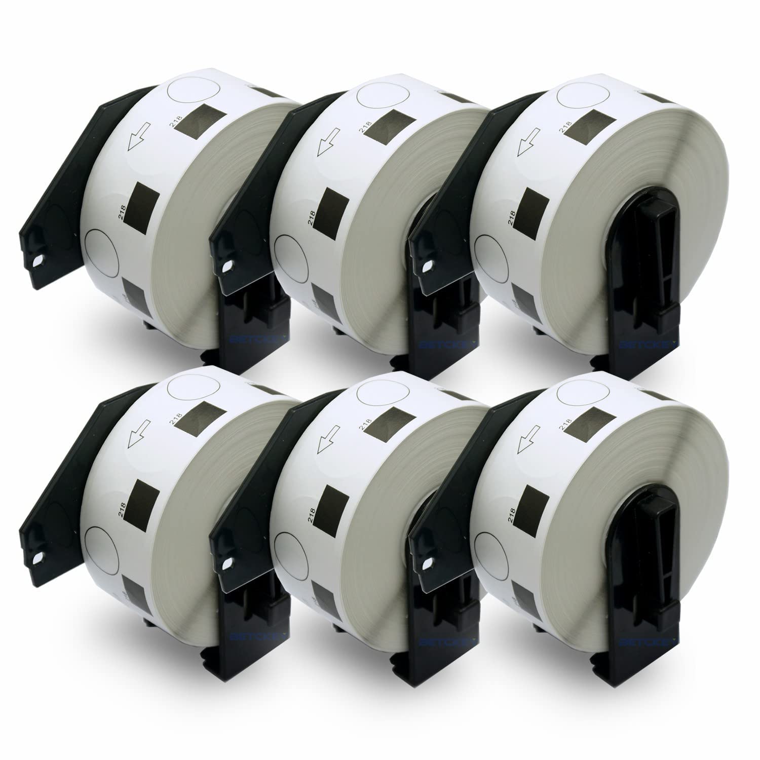 BETCKEY - 6 Rollos de DK-11218 Etiquetas Circulares Compatible con Brother, Φ24mm Round, 6000 Etiquetas para Impresoras de Etiquetas QL