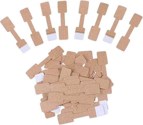 500 etiquetas de papel marrón en blanco cuadrados, etiquetas de precio, tarjetas de exhibición de joyas, etiquetas colgantes para anillo, 0.47 x
