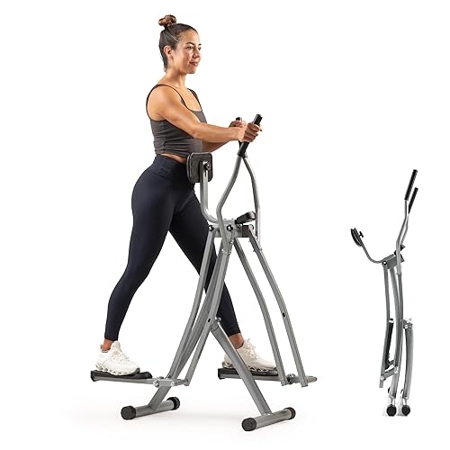 Sunny Health & Fitness Smart Air Walk Elliptical, Foldable Machine w/ 30-INCH Stride, Cardio Cross Trainer Glider for Home Exercise, Free SunnyFit App Bluetooth Link, Optional Adjustable Resistance - Smart