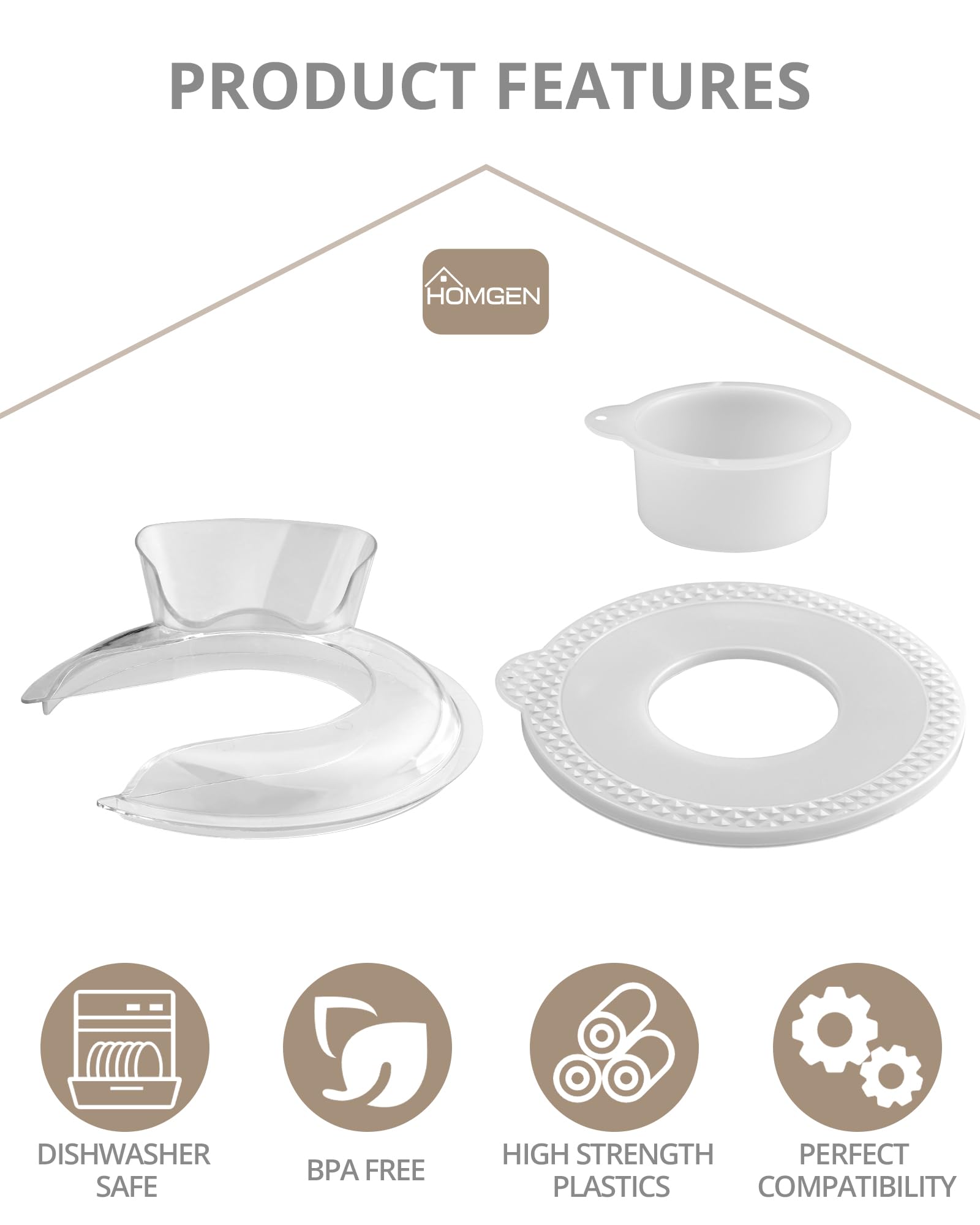 HOMGEN 2 x osłona przed rozpryskami do 4,5 i 5QT KitchenAid - osłona do nalewania i pokrywa miski miksera - osłona do nalewania pasują do różnych misek do mieszania i pokrywy fermentacyjnej do