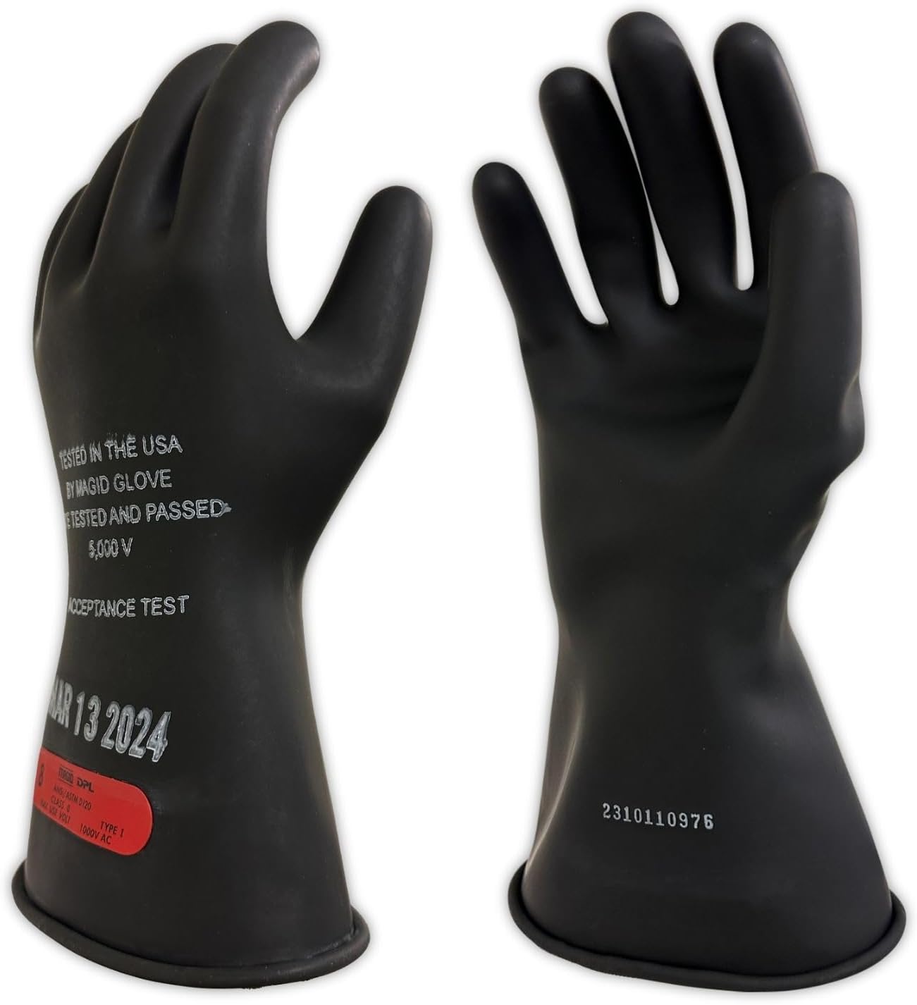 MAGID Rubber Insulating Electrical Safety Gloves, Class 0 ASTM Compliant, Size 9, 11" Cuff, Lineman Electrician Voltage Protection, M011B9