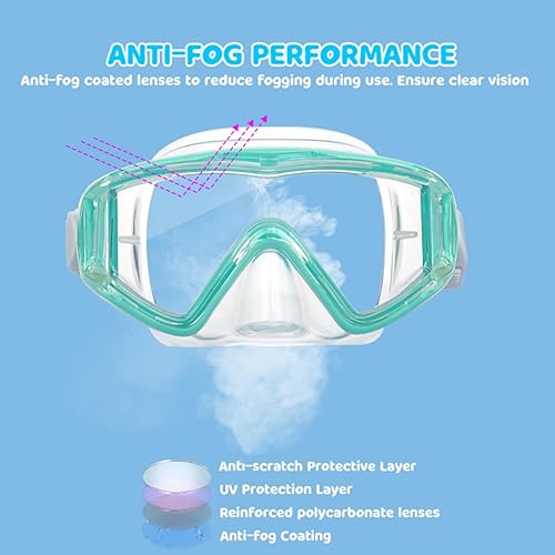 Miniatura 8 de Máscara de natación para niños, gafas de natación antivaho de 180 para niños, máscara de buceo, a prueba de fugas, con cubierta de nariz para niños