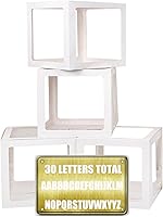 PABUES Transparent Baby Balloon Boxes with 30 Letters - 4PCS for Gender Reveal, Baby Shower, Birthday Party Decor