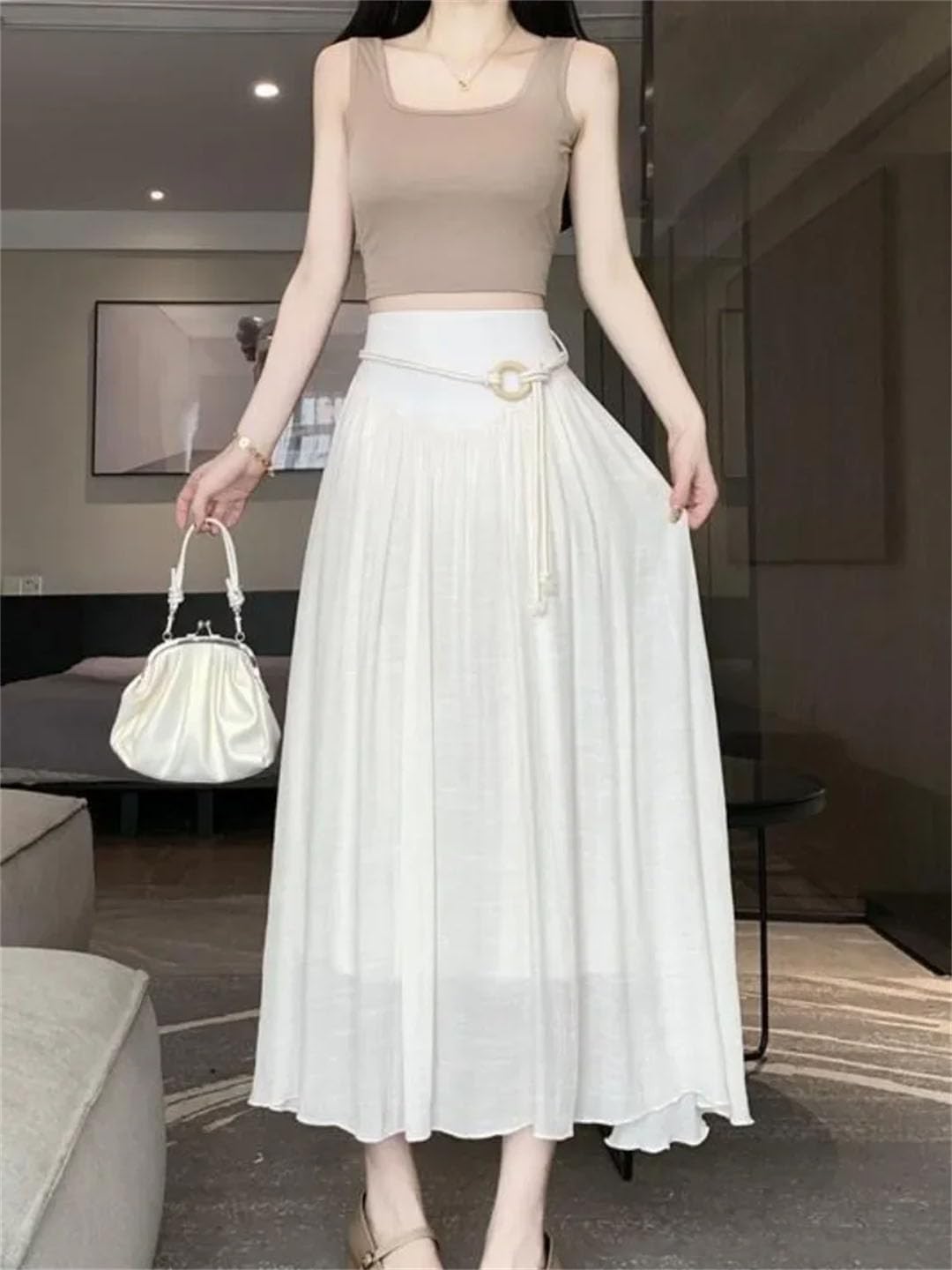Damska koronkowa plisowana spódnica retro modna elegancka spódnica w stylu Harajuku w kształcie litery V