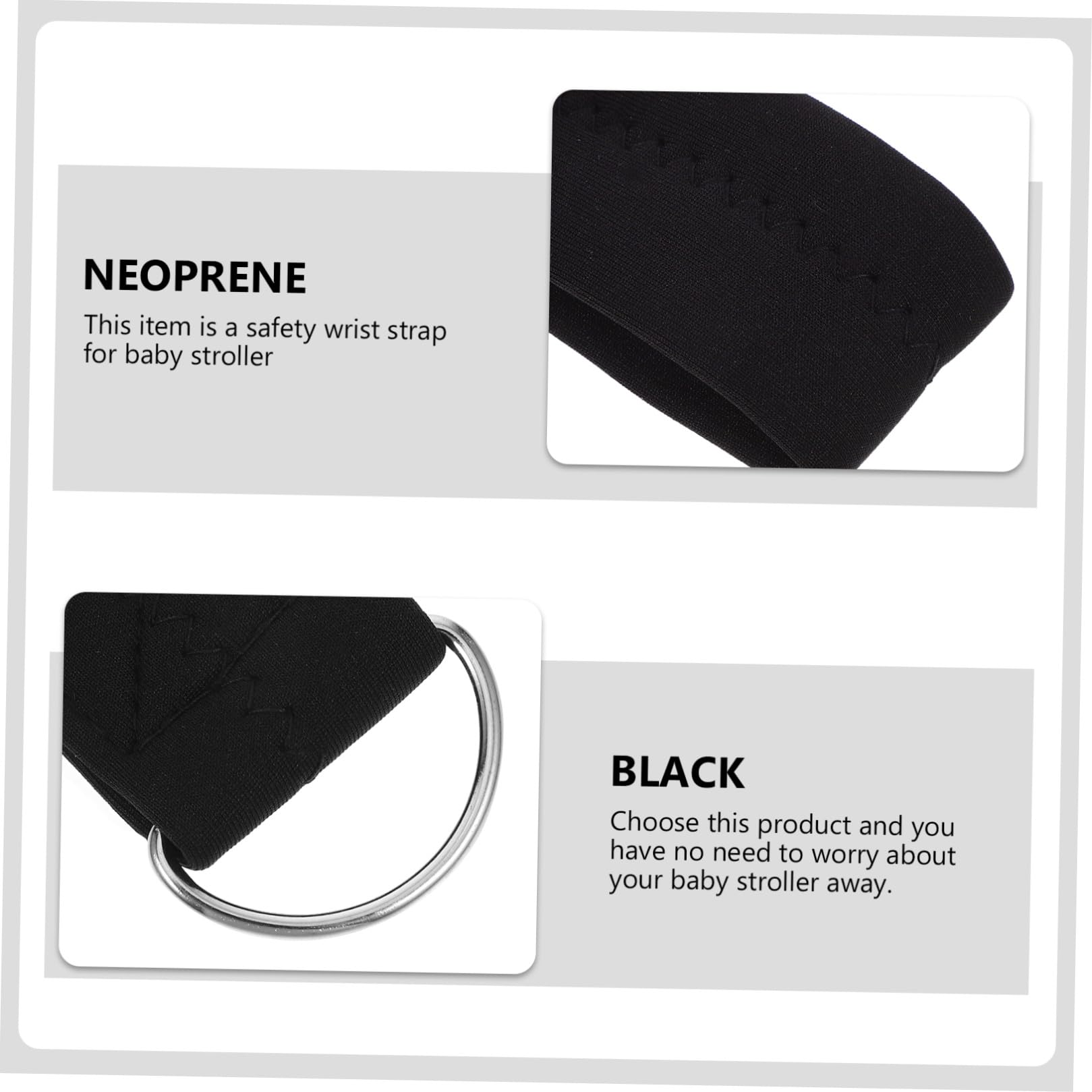 Cinturino Accessorio Pratico da Polso in Neoprene per Passeggino di Sicurezza Fascia Protettiva Nero Antiscivolo per Carrozzina e Carozzina Bimbi per Passeggiate Sicure