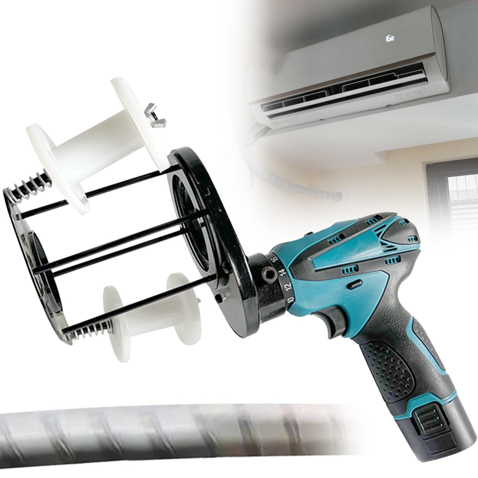 BITYCOW HVAC Pipe Taping Tool, Cordless Electric Tape Winder with Contoured Handle, Dual 12V Batteries, for Commercial Air Conditioning Construction
